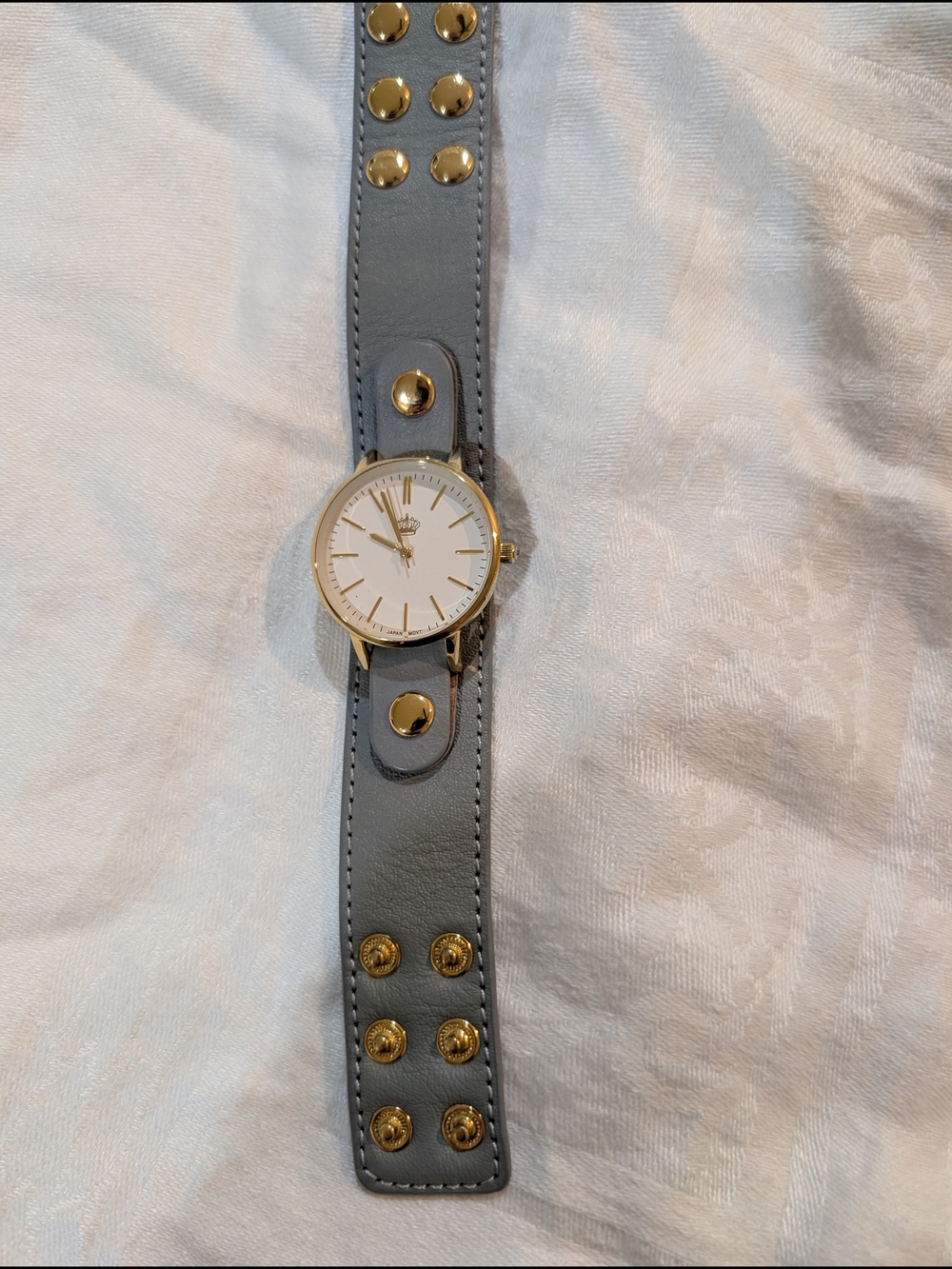 Premier Designs Gray Leather Strap Watch with Gold Accents